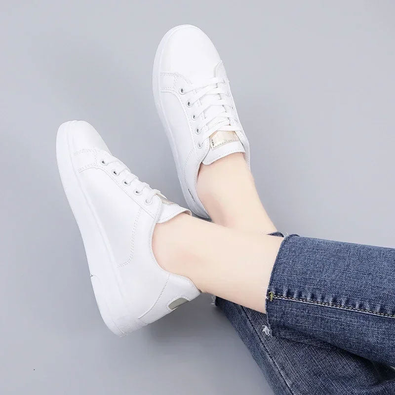Round-toe Lace-Up Platform Sneakers