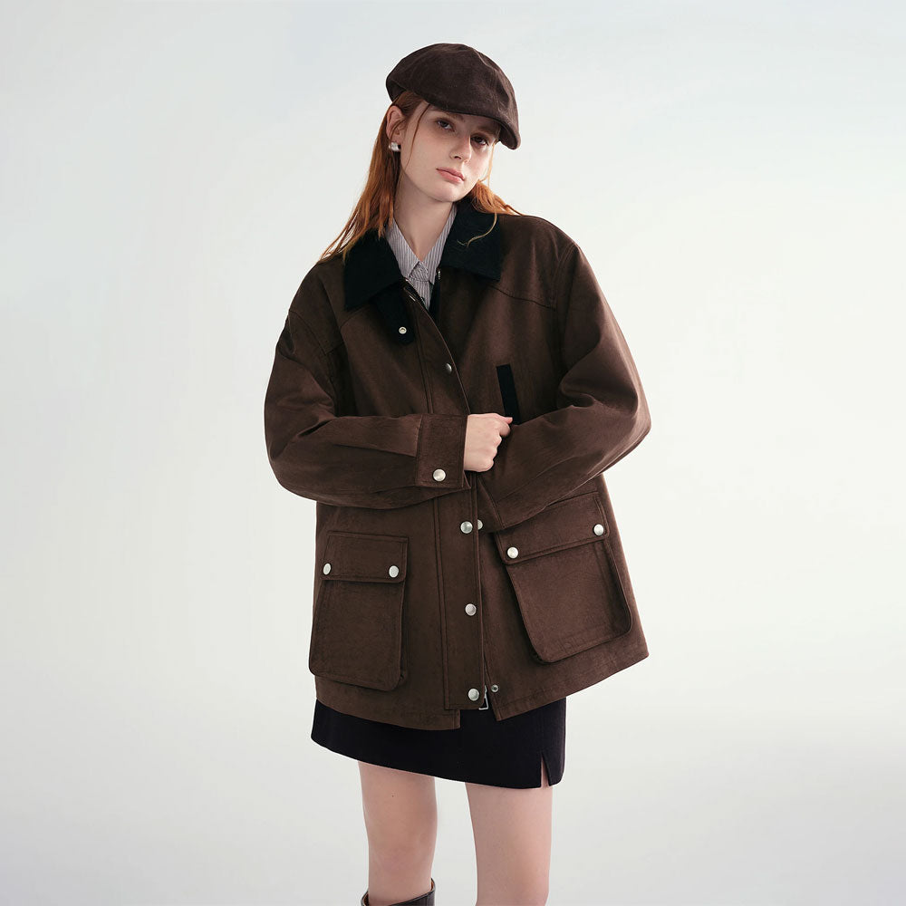 Contrast-Color Cropped Jacket
