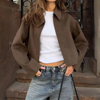 Brown Zipped Woolen Jacket