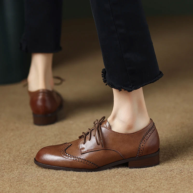 Genuine Leather Oxford Lace Up Shoes