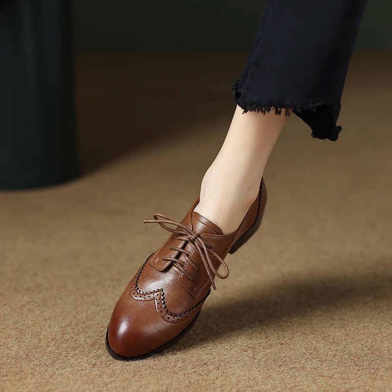 Genuine Leather Oxford Lace Up Shoes