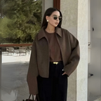 Brown Zipped Woolen Jacket