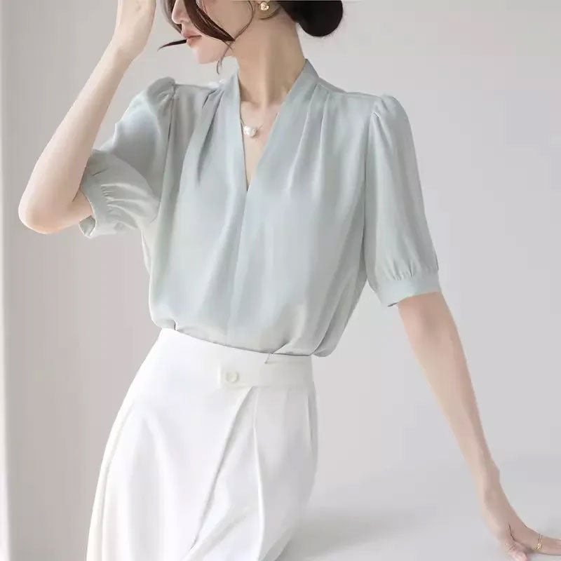 Women’s V-Neck Short-Sleeve Blouse