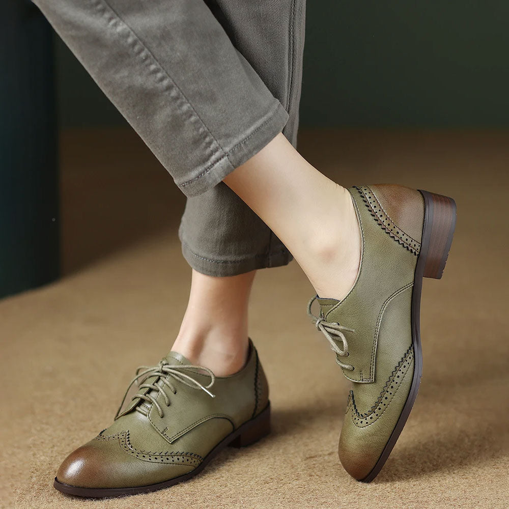 Genuine Leather Oxford Lace Up Shoes