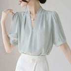 Women’s V-Neck Short-Sleeve Blouse