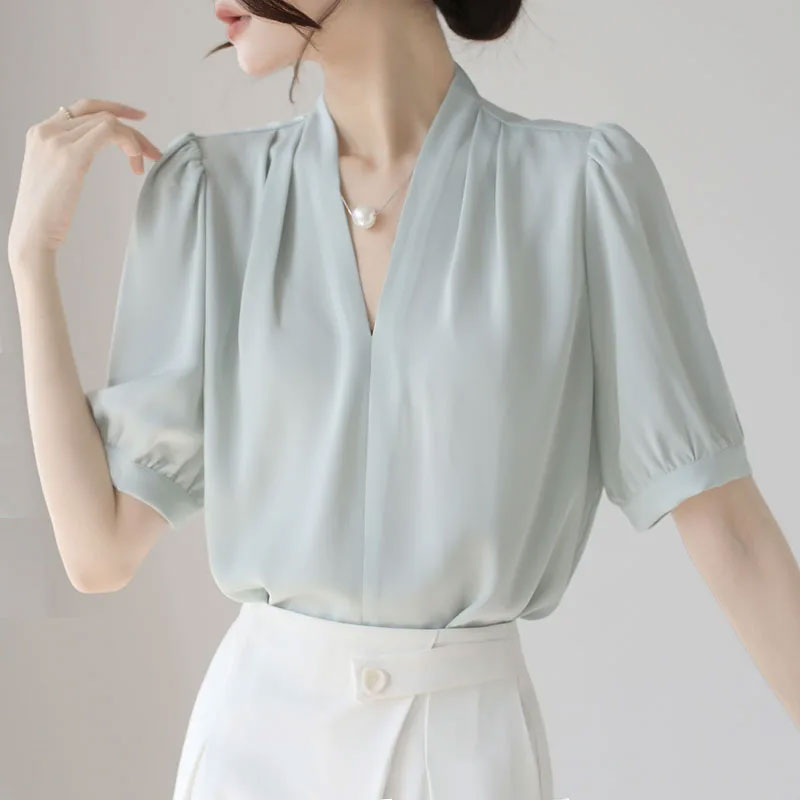 Women’s V-Neck Short-Sleeve Blouse