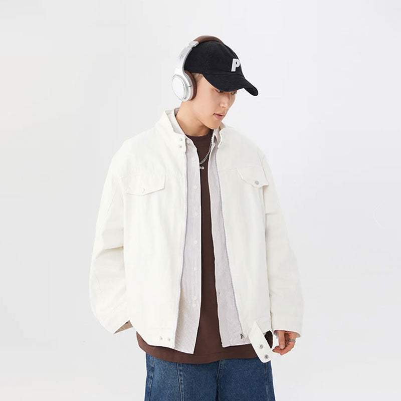 Vintage Washed Denim Biker Jacket