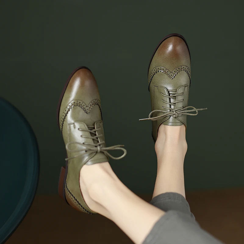 Genuine Leather Oxford Lace Up Shoes