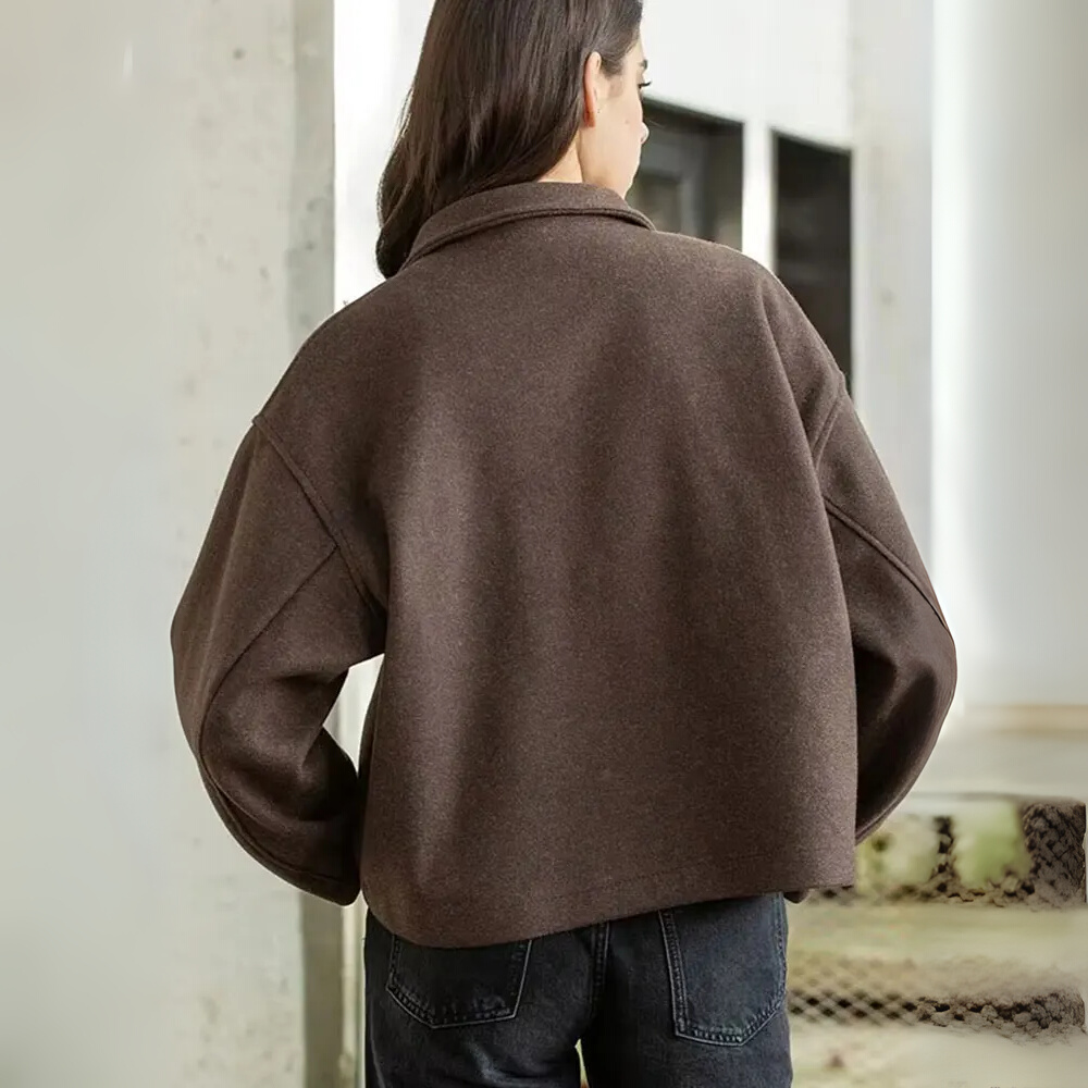 Brown Zipped Woolen Jacket