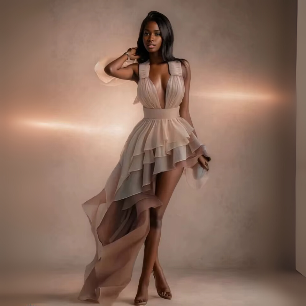 Tiered Tassel Halter Backless Dress