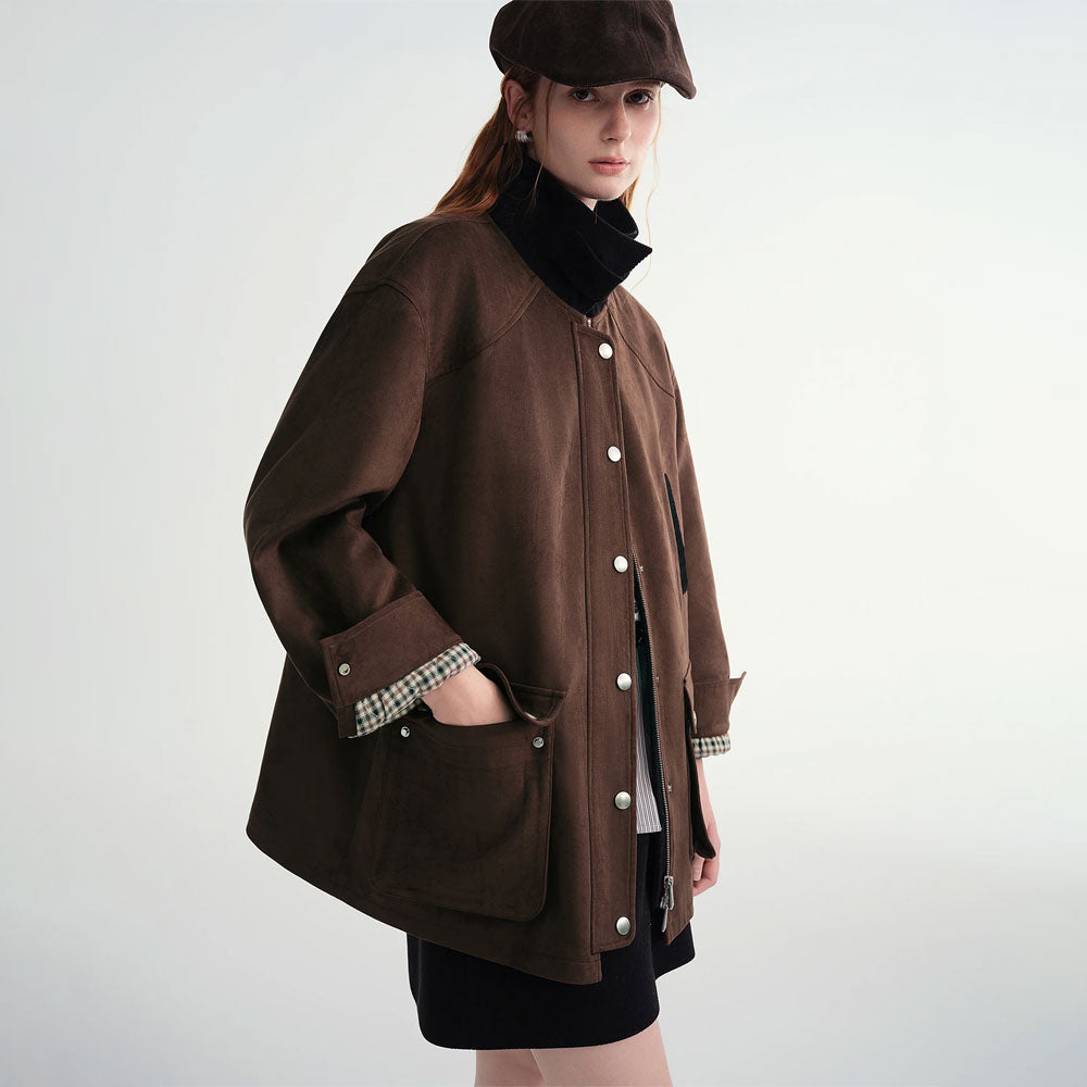 Contrast-Color Cropped Jacket