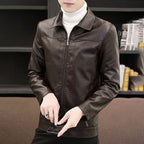 Fleece-Lined Washed Leather Jacket
