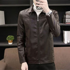 Fleece-Lined Washed Leather Jacket